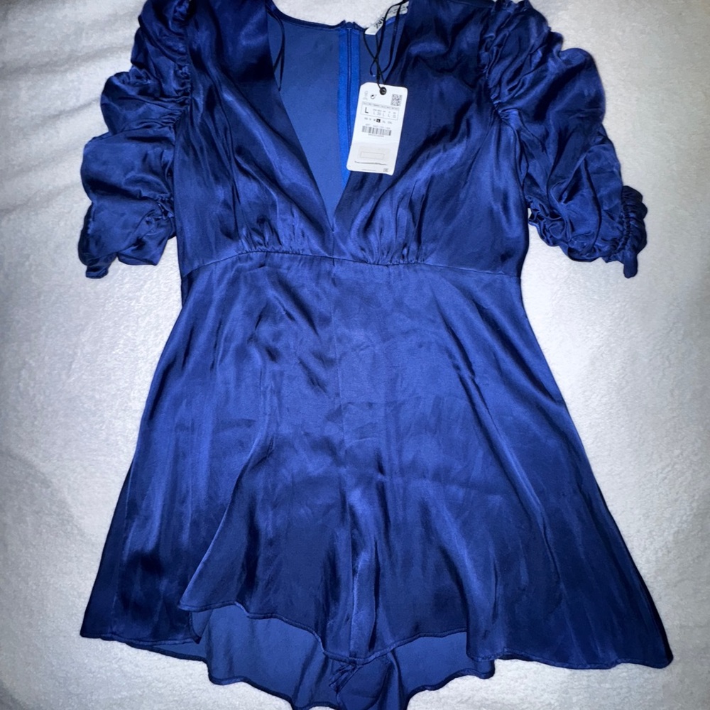Zara Royal Blue Satin Dress